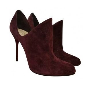 Christian Louboutin Dugueclina 100 Velours Plum Suede Pumps Booties Shoes
